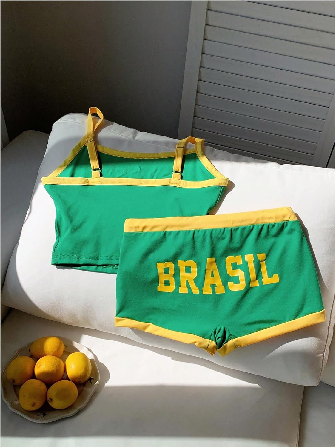 GORGLITTER Women's Summer Vacation Beach Cruise Y2K Outfits Strappy Crop Tops and High Waist Shorts Set Two Piece Sets - Image 2