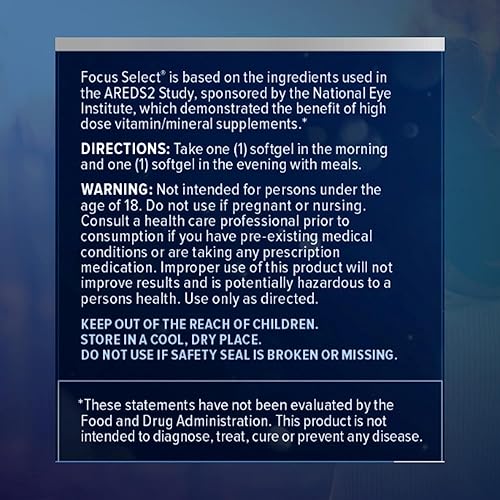 Miniatura 5 de Focus Select AREDS2 - Suplemento de vitaminas y minerales para los ojos a base de AREDS2 - Suplemento a base de AREDS2 para ojos (360 unidades,