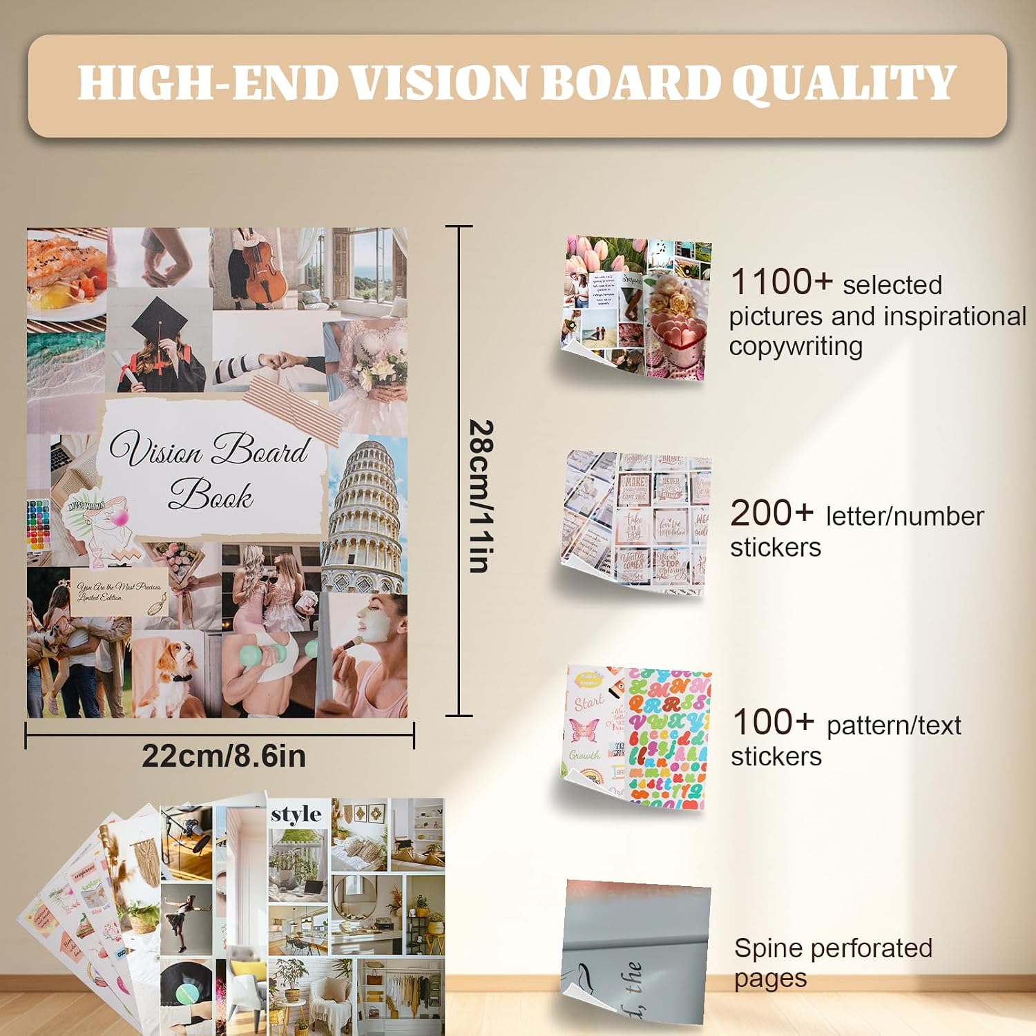 Vision Board Book for Women - 2026 Inspirational Dream Vision Board Book Magazine with 1400+ Diverse Images, Quotes & Stickers, Scrapbook Supplies, Realize Dreams and Create Life Goals