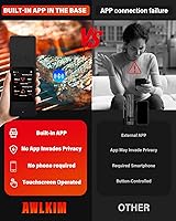 Vista 2 de Termómetro inalámbrico para carne con Bluetooth y aplicación, pantalla táctil, alarma audible, 2 sondas, alcance de 800 pies y base recargable