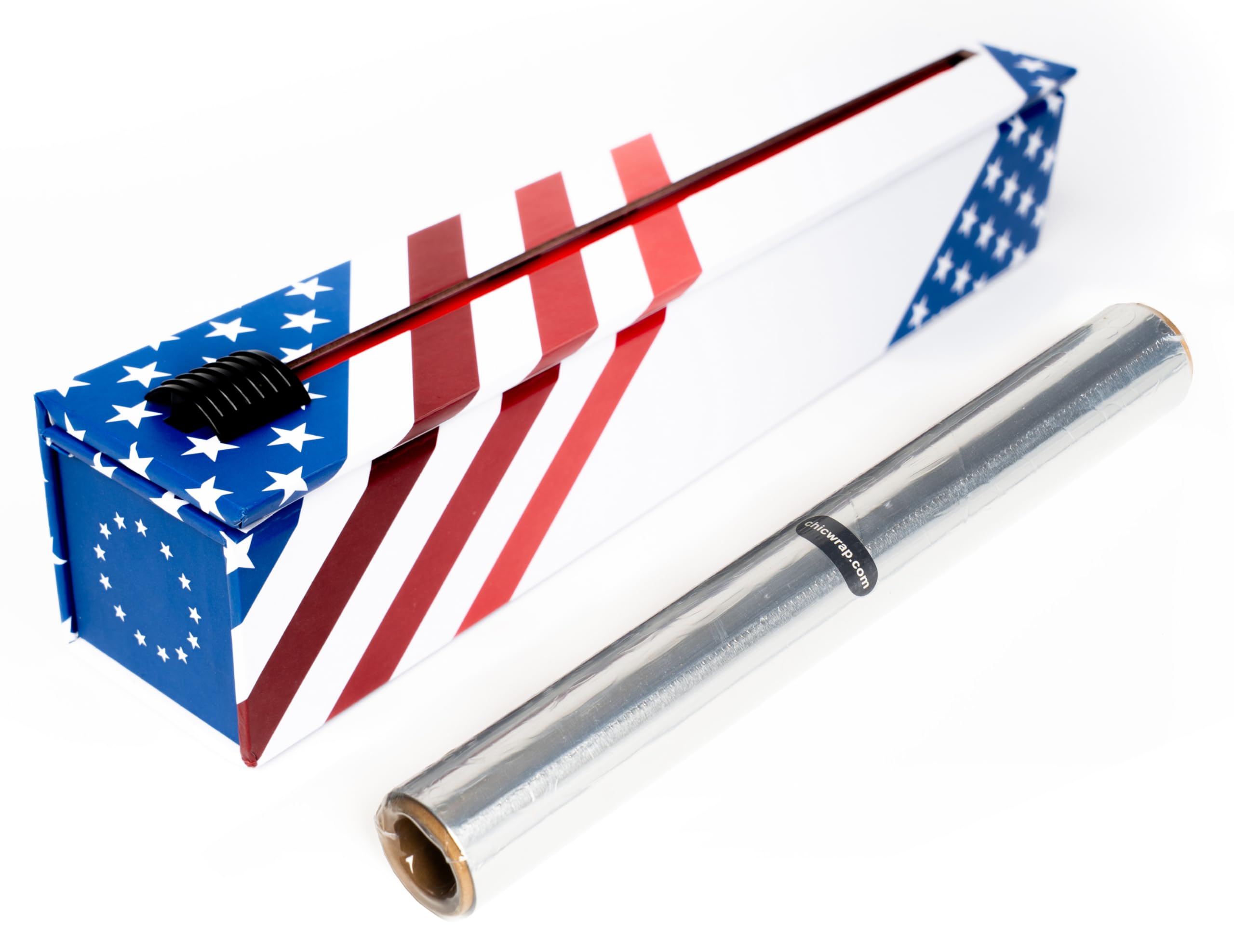 ChicWrap Red, White, Blue Aluminum Foil Dispenser - Includes 12" x 30' Roll