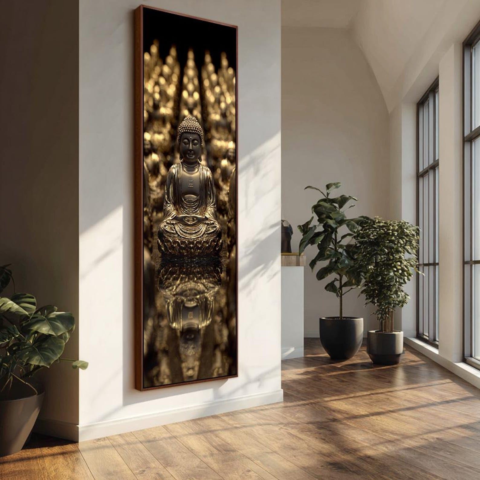 XINBAO Dark Buddha Print, Vertical Zen Decor, Spiritual Buddha Portrait, Hindu Painting Canvas, Buddhist Canvas Wall Art Canvas(50x150cm/Frameless)