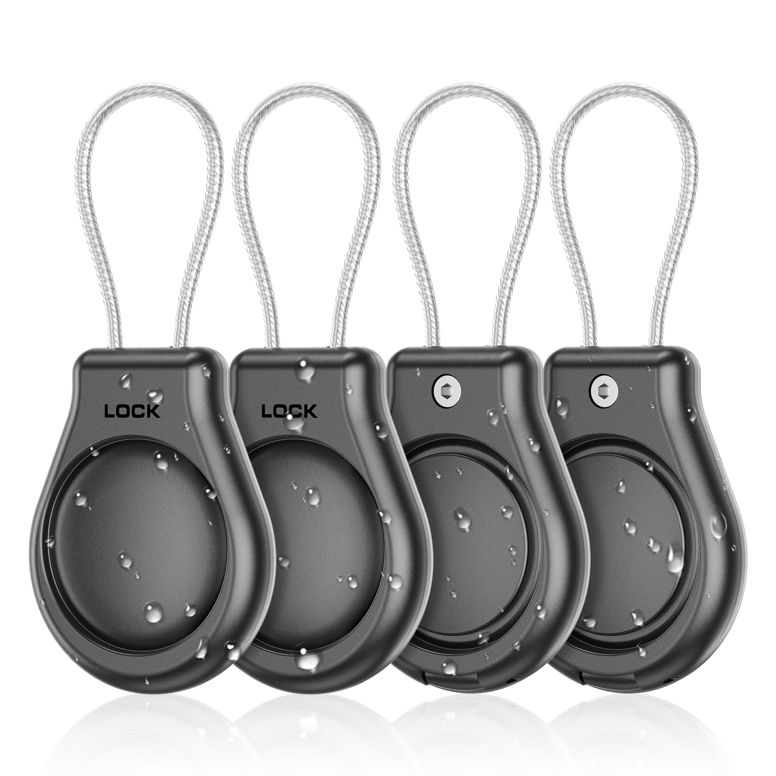 Gotubiim Waterproof AirTag Keychain Holder ?4 Pack? Secure Holder With Wire Cable Air Tag Lock Case Keychain Key Ring Key Chain Luggage tag For Keys, Luggage & More Men Women's Keyrings & Keychains