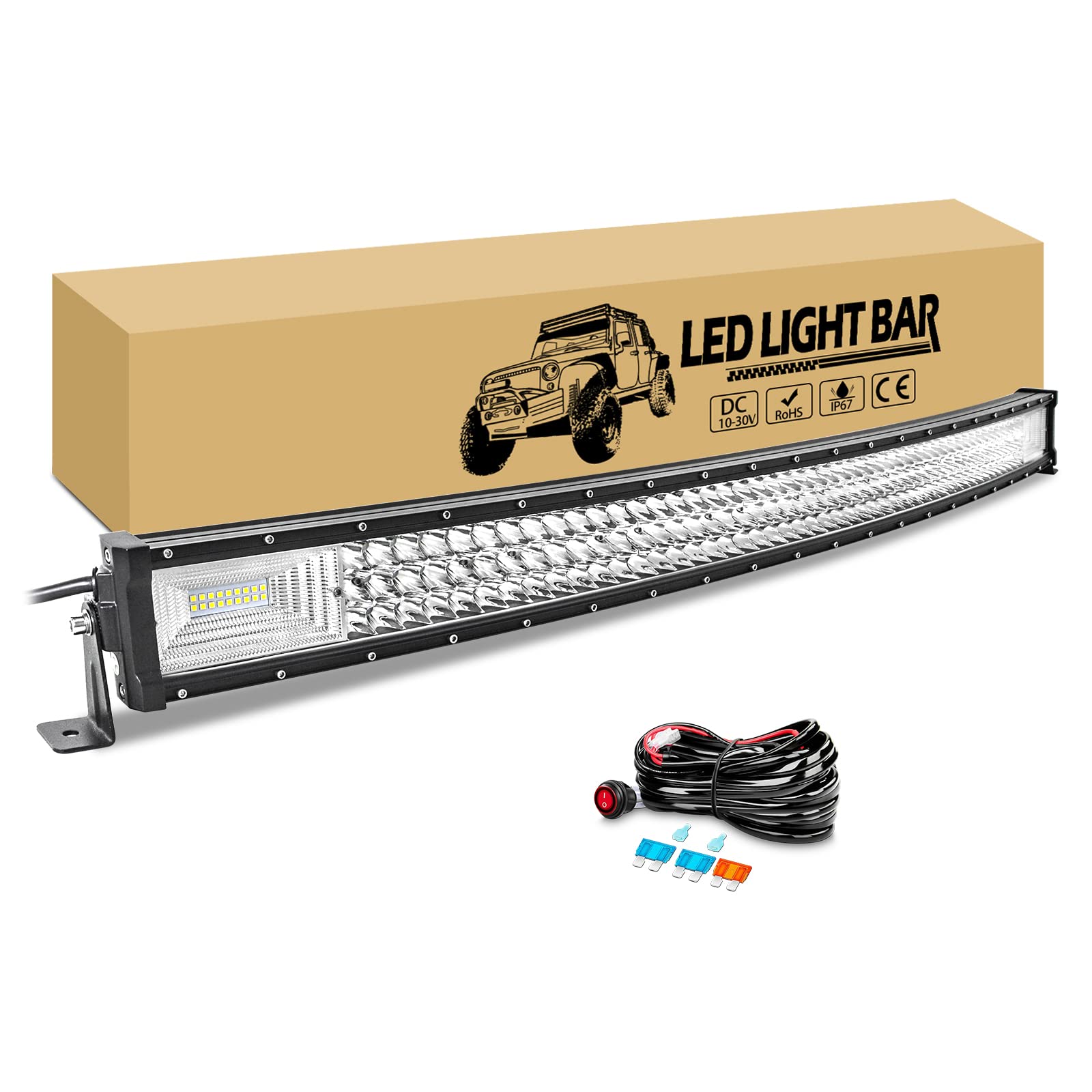 RIGIDON 42 Pouces 105 cm 540W Barre Led 4x4 incurvée avec 12V Faisceau Kit