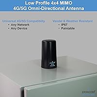 Vista 2 de Proxicast Antena de montaje de tornillo omnidireccional 4x4 MIMO de perfil bajo 4G/5G resistente al vandalismo – cables coaxiales de 10 pies