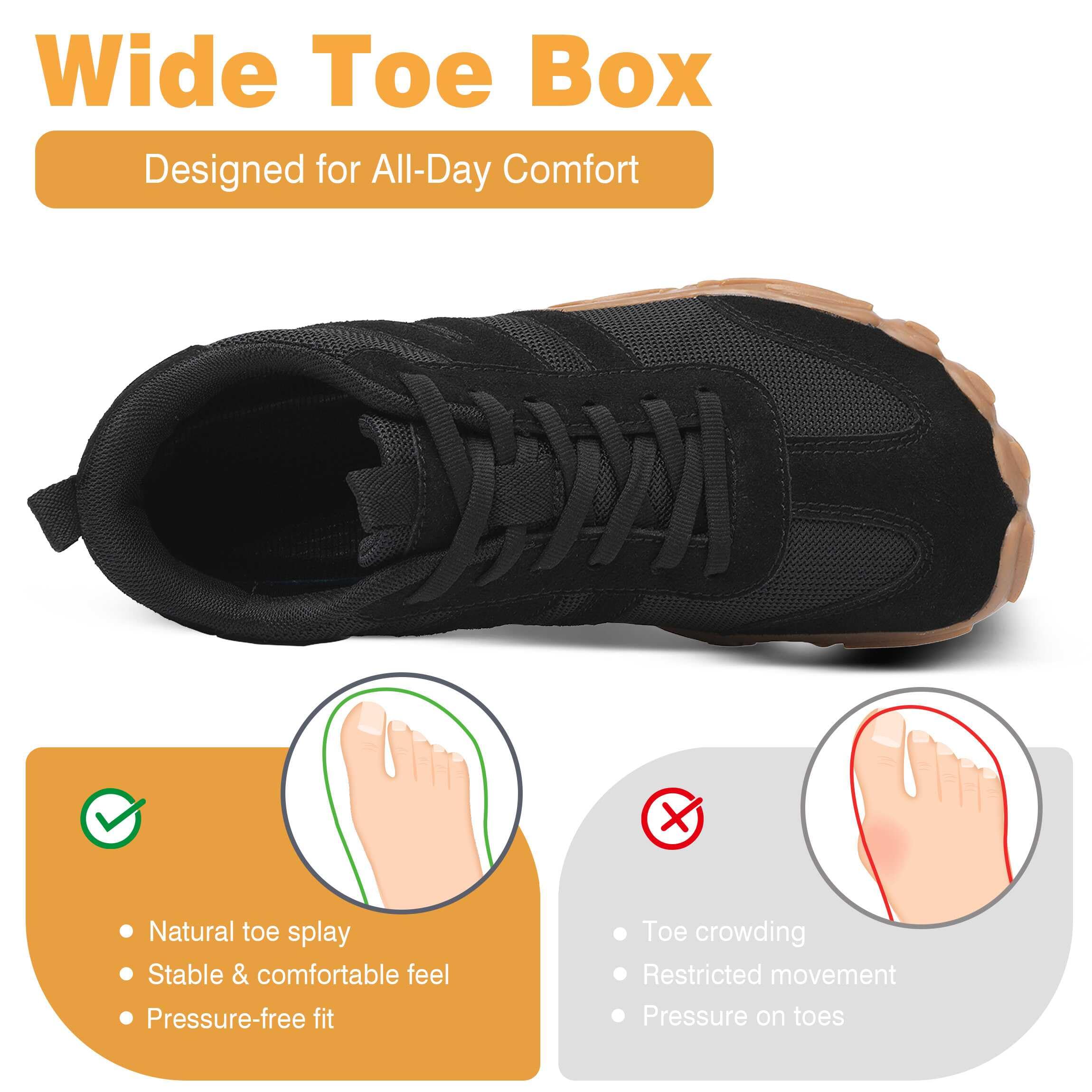 Scarpe Barefoot Ginnastica Minimaliste Uomo Donna Estive Comode Pianta Larga Running Trail Leggere Traspiranti Nero 43 EU