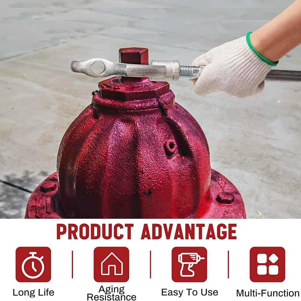 Llave de boca de incendios ajustable, llave de hidrante de 1-1/2 a 3 pulgadas, 20 pulgadas para apretar tuercas de fuego