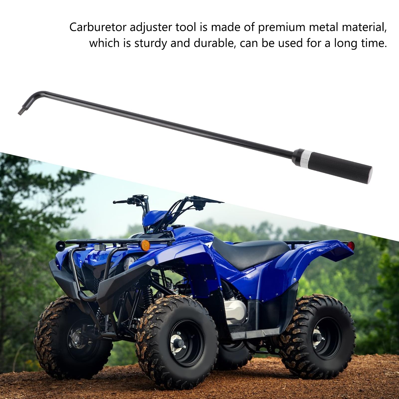 Herramienta de ajuste de tornillo piloto, herramienta de reparación de carburador de 16.35 pulgadas con destornillador de 110 grados, cuerpo de acero inoxidable de aluminio para carburador,