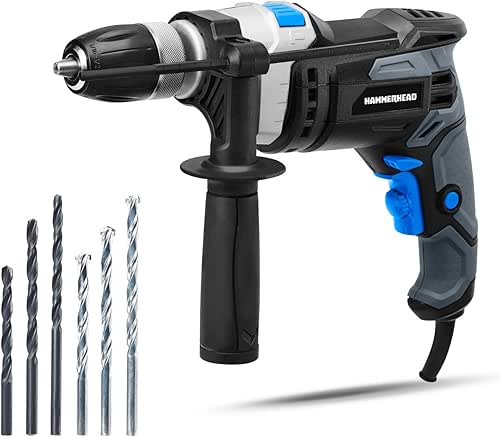 Hammerhead 7.5-Amp 1/2 Inch Variable Speed Hammer Drill with 6pcs