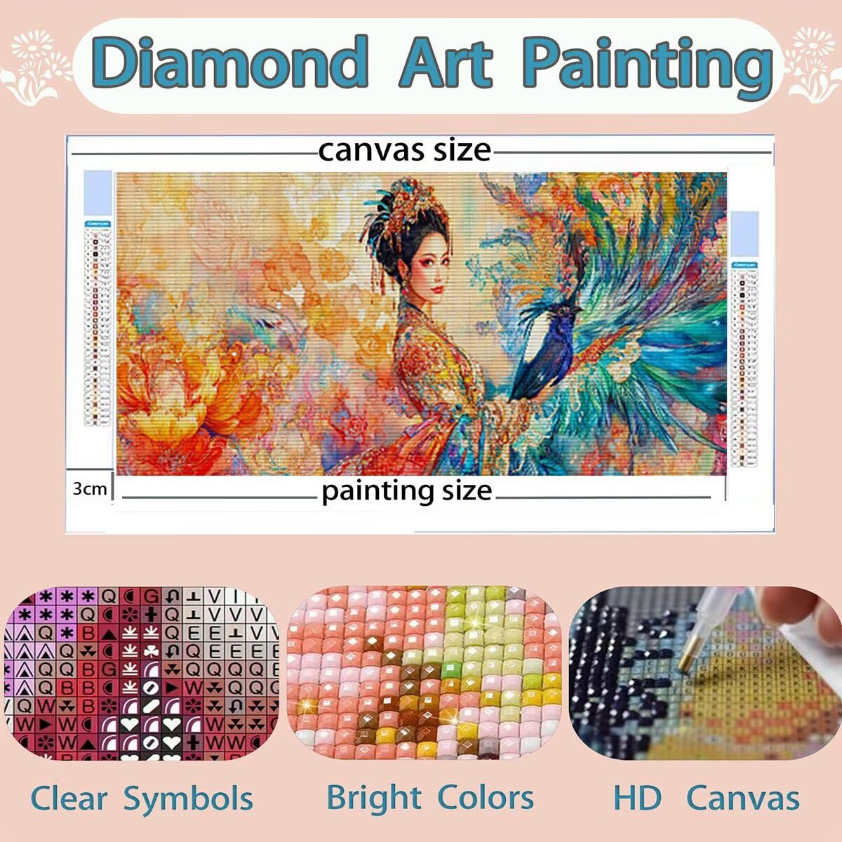 Diamond Painting Retro, 5D Mädchen Diamond Painting Erwachsene Bastelset Kinder ab 6 Jahre, DIY Crystal Art Kreativ Set für Erwachsene Mosaikherstellung Bastelset für Deko Wohnzimmer 60x155cm 0R-121