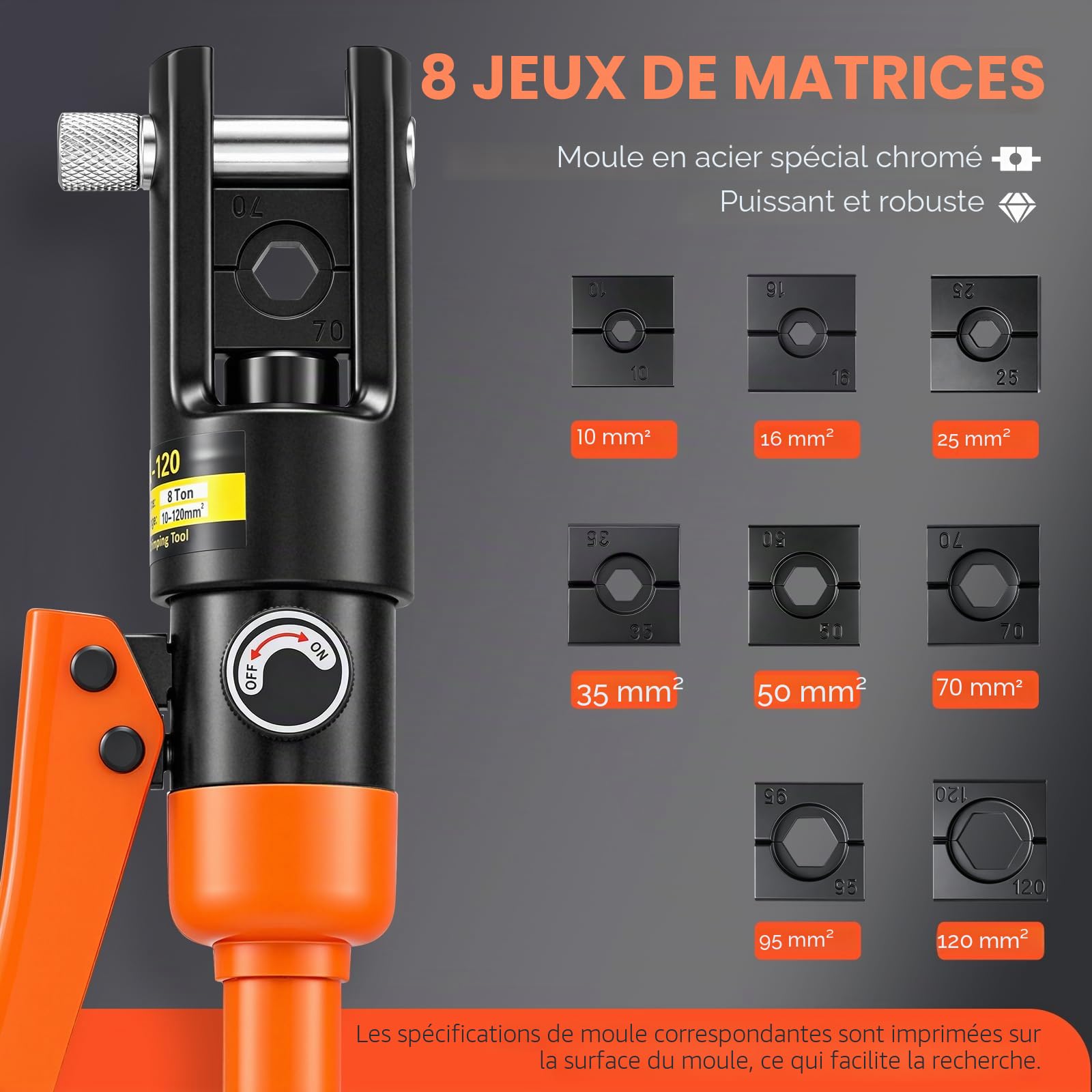 Bonvoisin Pince à Sertir Hydraulique 10-120mm² pour Cuivre/Aluminium