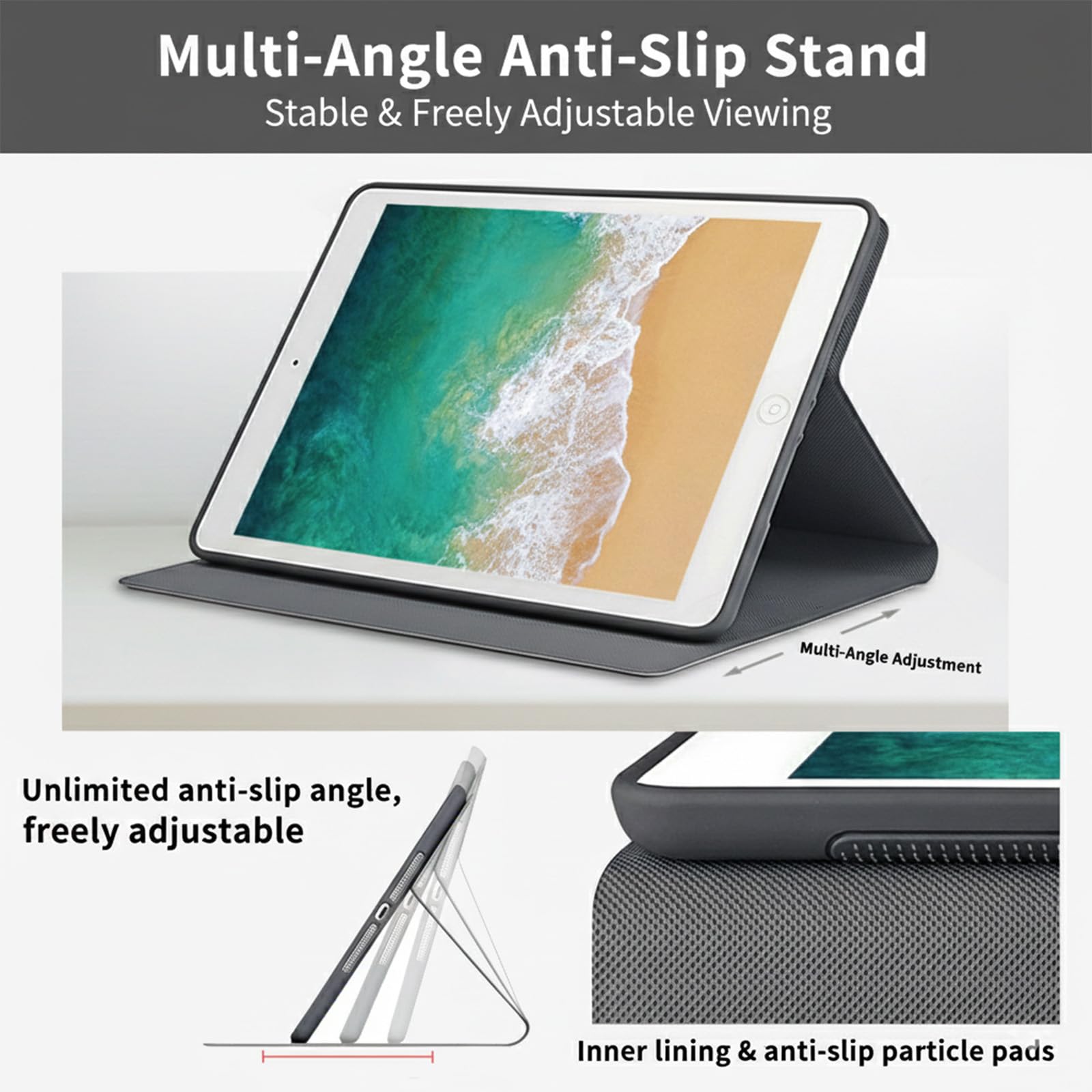 Funda para tablet Amazon Kindle Fire HD 10 (10.1 pulgadas, versión 2015/2017/2019), funda ligera de piel sintética con encendido y apagado automático, a prueba de golpes, duradera funda multiángulo
