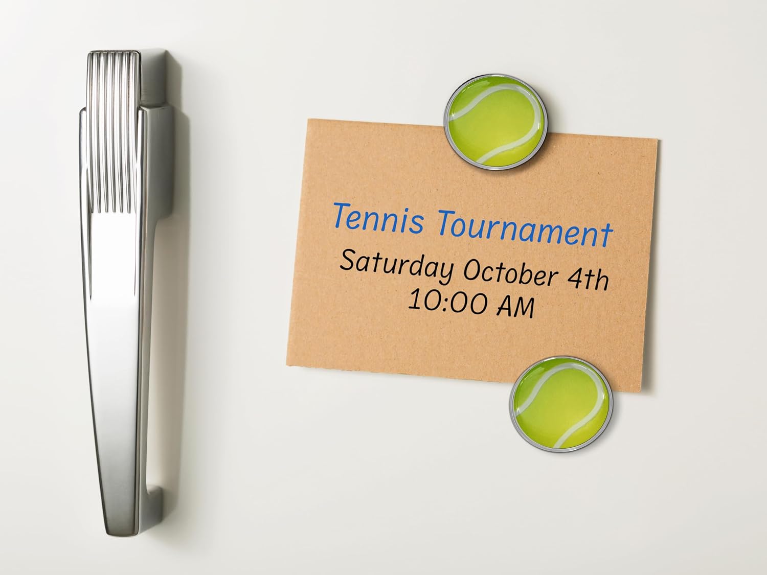 Tennis Ball Chrome-Plated Small Refrigerator Sports Magnets - Strong Magnetic Hold for Home, Office, School & More | Universal Fit at 1.6” (Set of 2) image 2