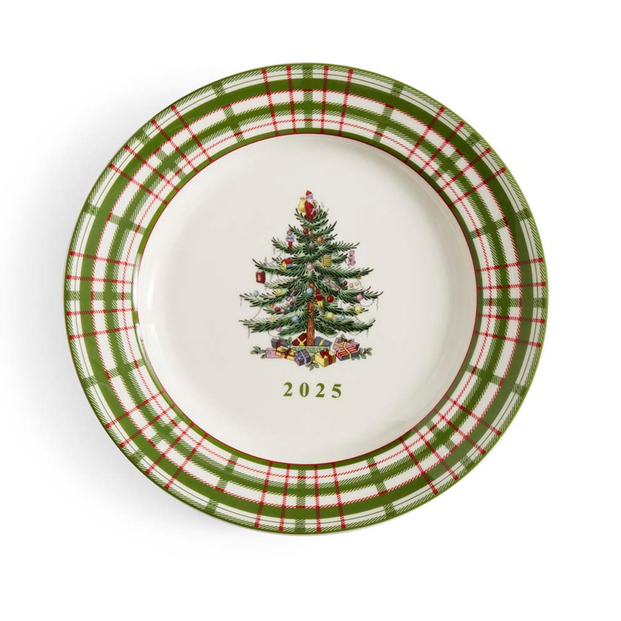 Amazon.com | Spode Annual 2025 Collector Plate - Red & Green Plaid 