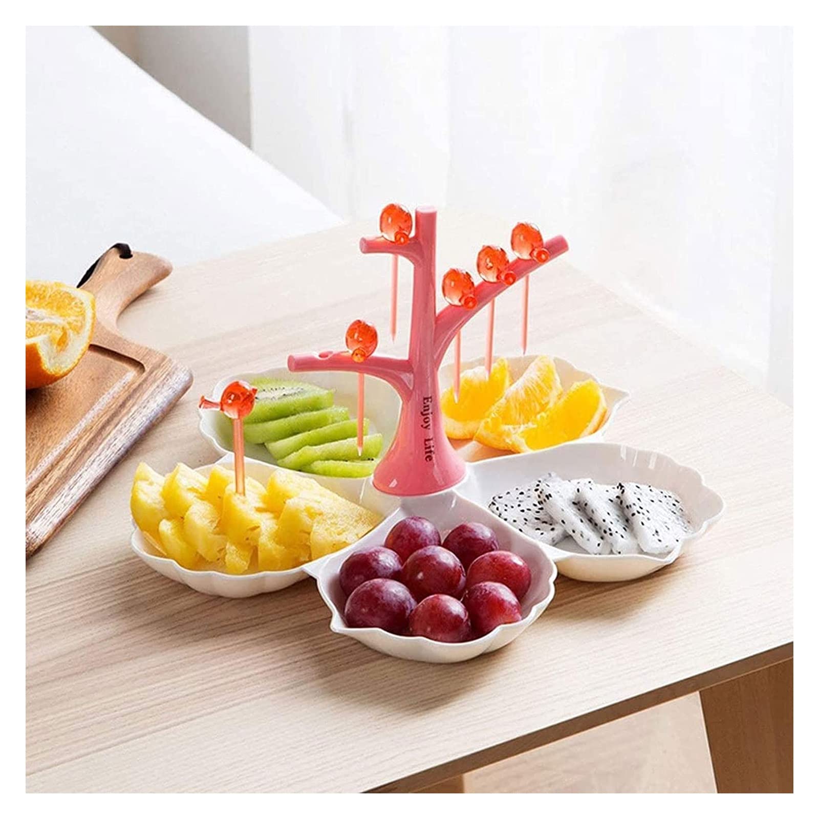 Ceramiczna miska na owoce, Stoisko z owocami Threeness Miski na owoce Kreatywny kosz Plastikowe talerze suszonymi Przekąski Suszone Talerz owocami/Niebieski(Orange)