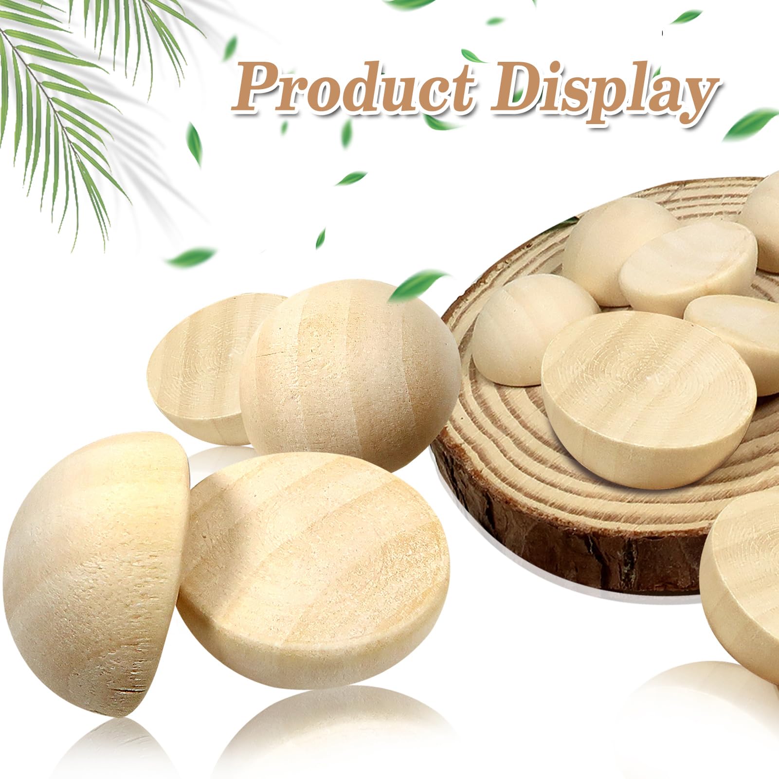 50 Perline Di Legno Semicircolari TOAOB - Cabochon Per Fai Da Te E Gioielli, 30 Mm - Foto 2