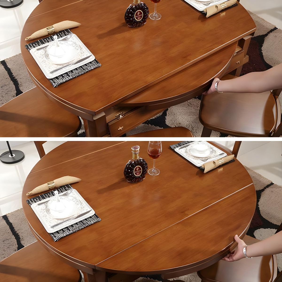 テーブル・チェア・ハンモック RWS0043AG WOOD PANEL TABLE Amazon.com - CraftThink Dining Table Set, Modern Round Wood Dining