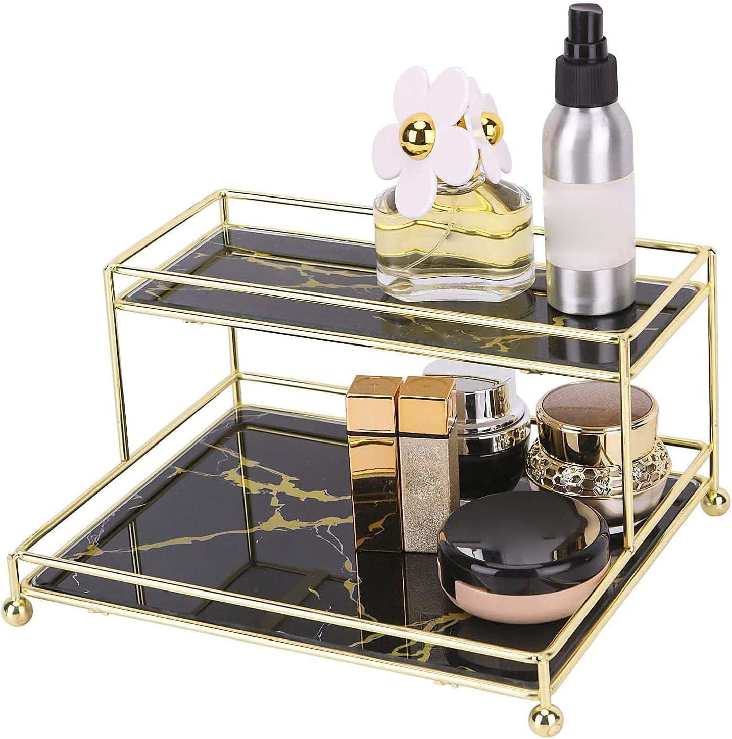 Z PLINRISE 4-Tier Stackable Letter Tray Organizer - Rose Gold Wire Desk File Holder For Mail & Papers
