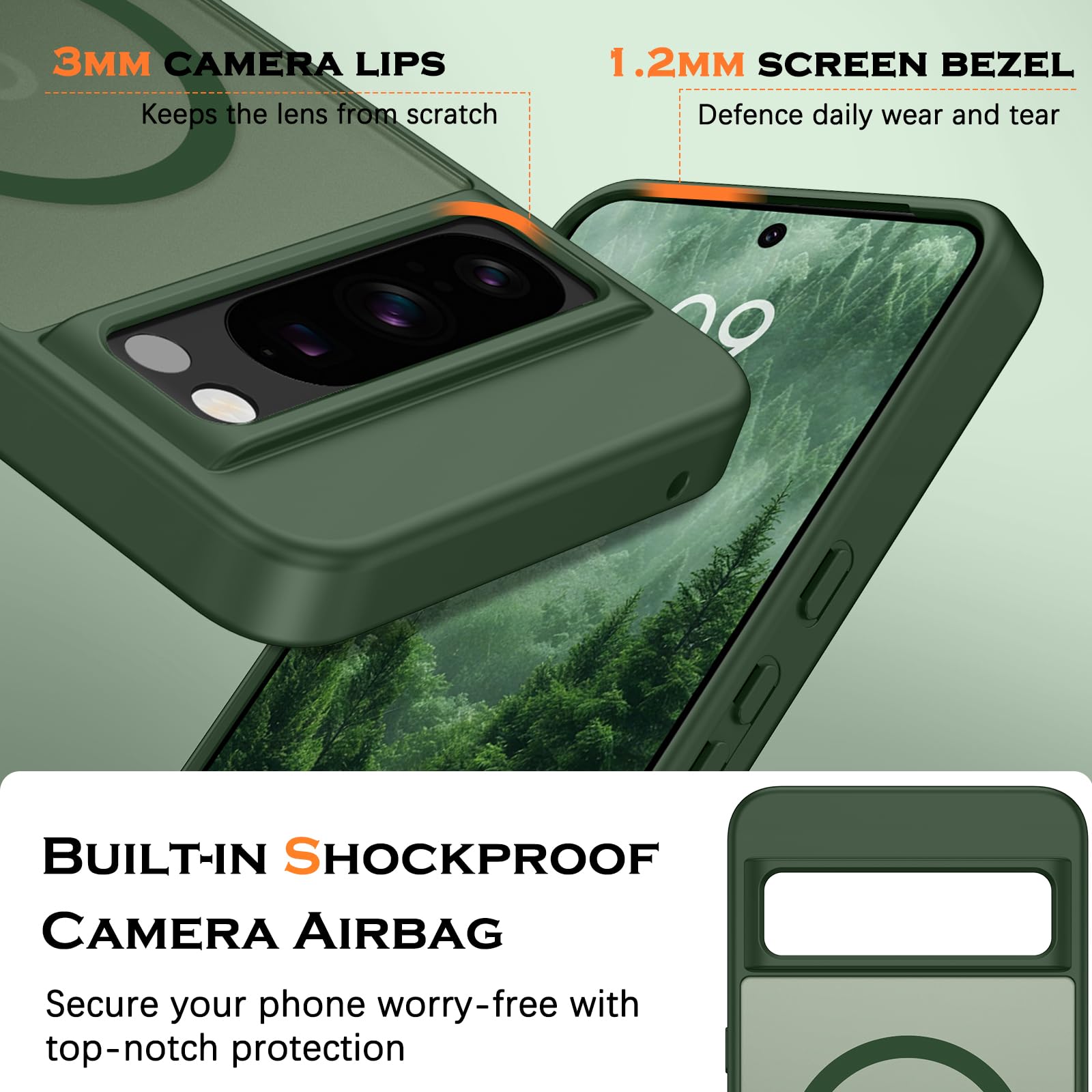 YINLAI Cover Per Google Pixel 8a, Compatibile Con MagSafe Magnetica Custodia Pixel 8a Traslucido 965553