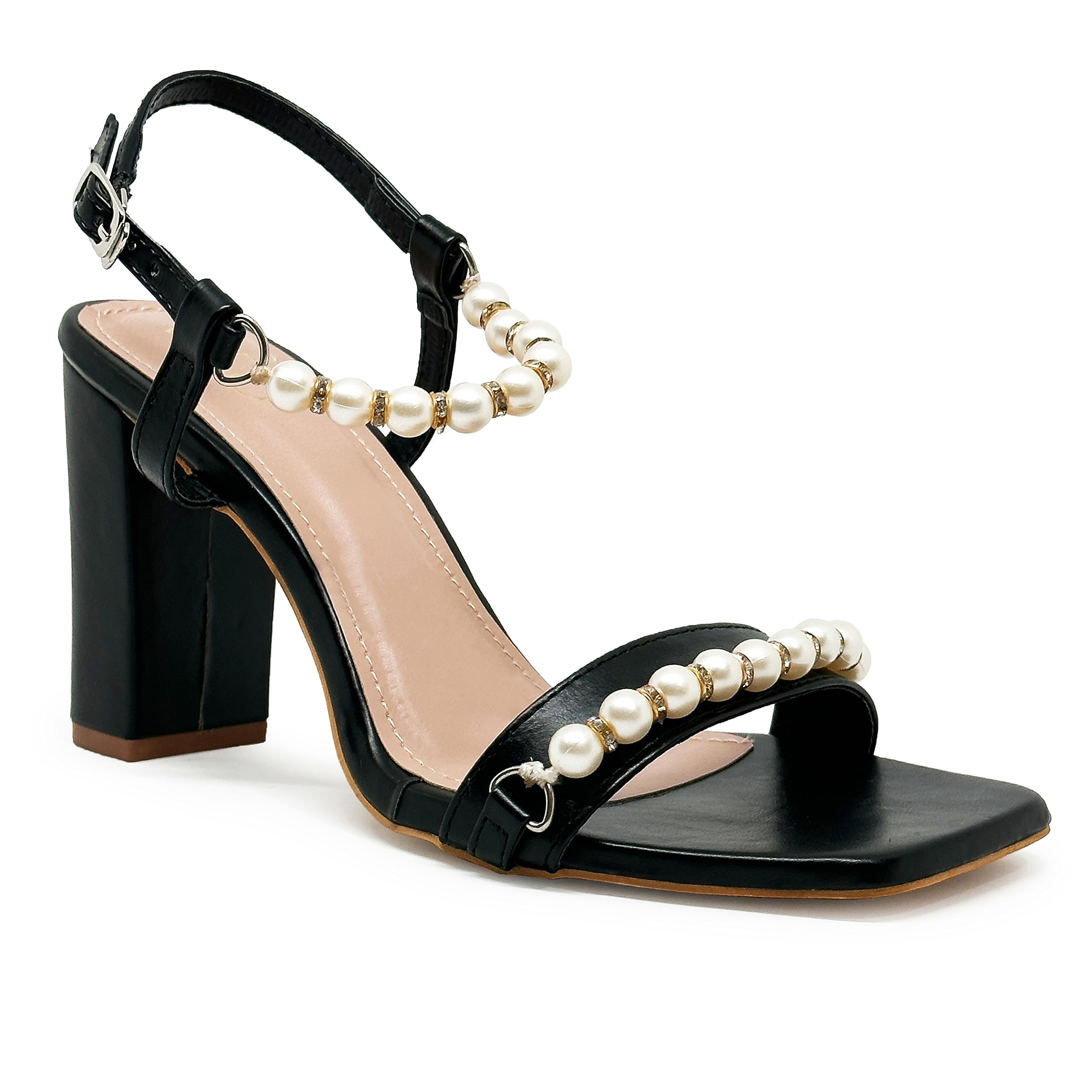 WFS Women 3.5 Inch Block Heel Stone Bridal Sandal,Black,41 (B0CCV7DBTY) Amazon Price History, Amazon Price Tracker