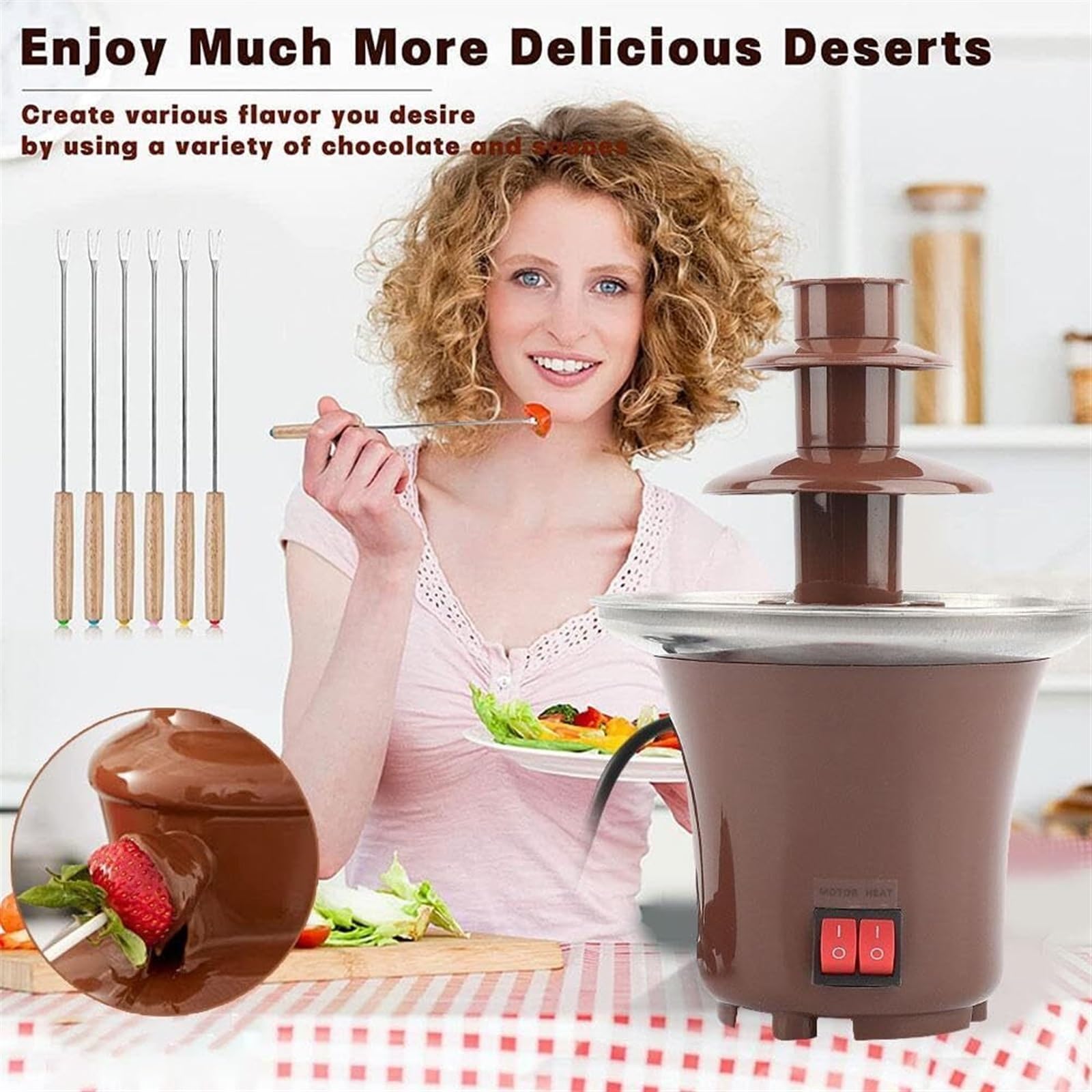 Fuente de Chocolate de 3 Niveles para el hogar, Olla Caliente para derretir Chocolate de 65 W, máquina de Lava de Chocolate, Torre de Chocolate para Equipos de Buffet de restaurantes, Bodas y Fiestas