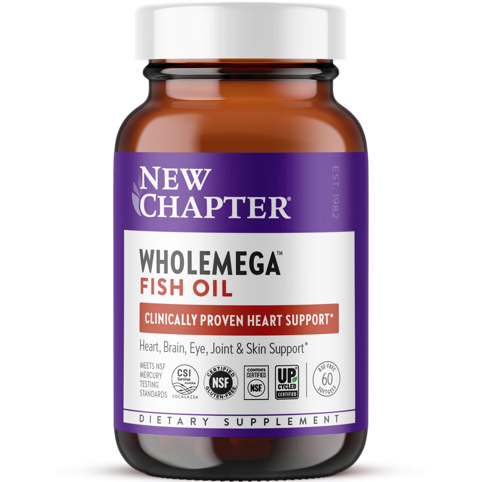 Wholemega Fish Oil Supplement - Wild Alaskan Salmon Oil with Omega-3 + Vitamin D3 + Astaxanthin + Sustainably Caught - 60 ct, 1000mg Softgels