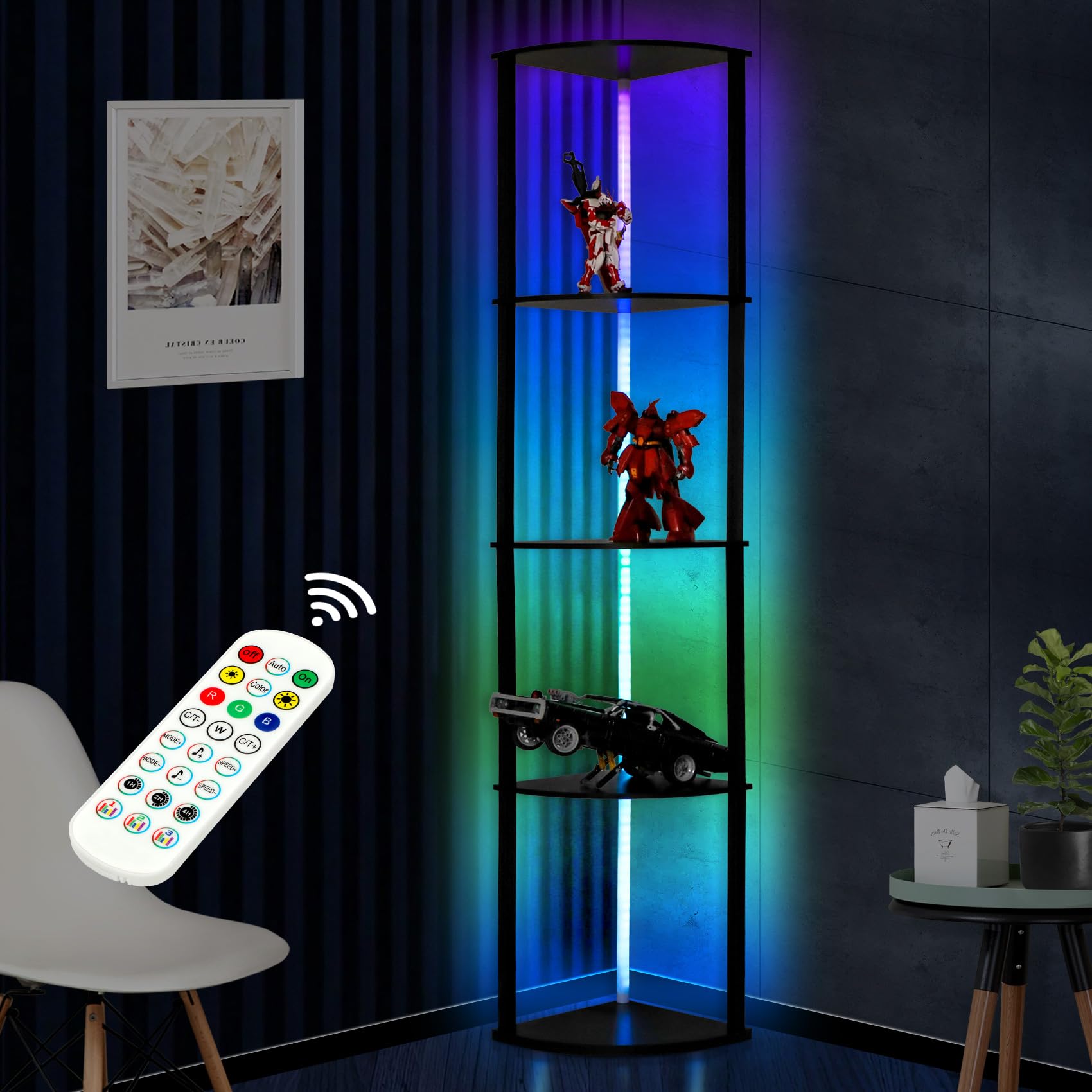 棚付フロアライト　コーナー　DBR 棚付フロアライト コーナー DBR/LBR新品