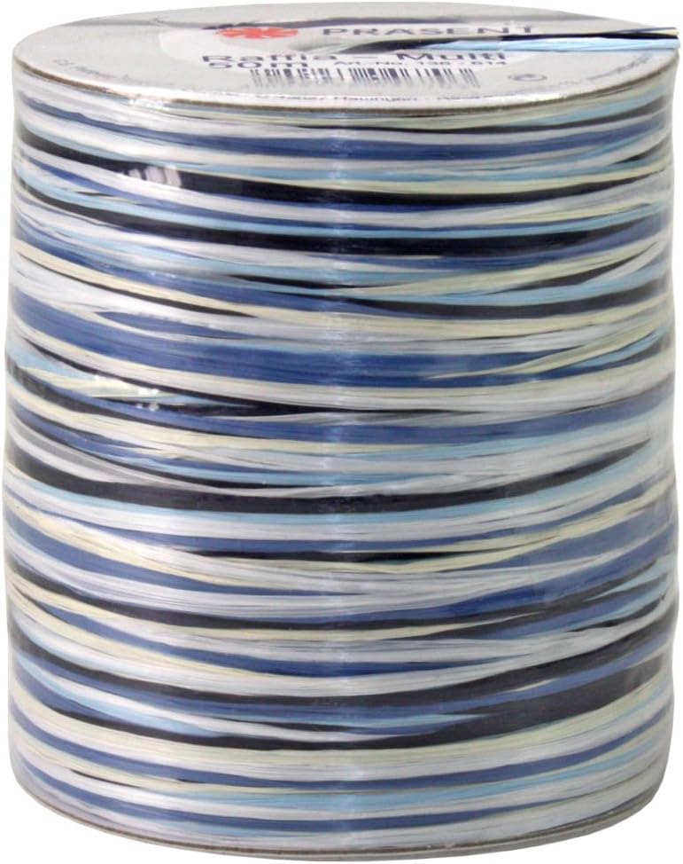 PRÄSENT C.E. Pattberg RAFFIA Multicolour Blue-White-Cream Ribbon