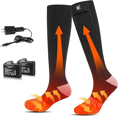 Calcetines calefactables para hombres y mujeres, calcetines eléctricos térmicos alimentados por batería para pies fríos, camping, caza, invierno