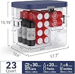 Megiu Réfrigérateur de voiture Frigidaire portable 12V Réfrigérateur 23 Quart (22 Liter) Refroidisseur compresseur congélateur 12V/24V DC 110240 V AC pour camping en plein air Voyage à la maison Utilisation -0.4°F~+59°F (Blue)
