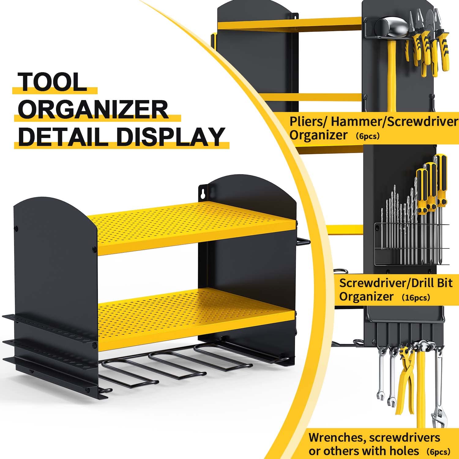 MOOMSINE Organizer Da Parete Per Utensili Elettrici – Scaffale A 4 Strati Con Supporto Per Batterie E Stazione Di Ricarica