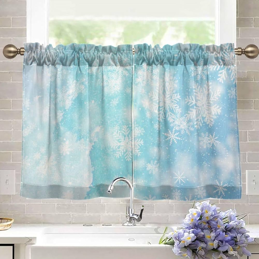 Amazon｜MiaoLD カフェカーテン 小窓用 UVカット 遮光 断熱 雪