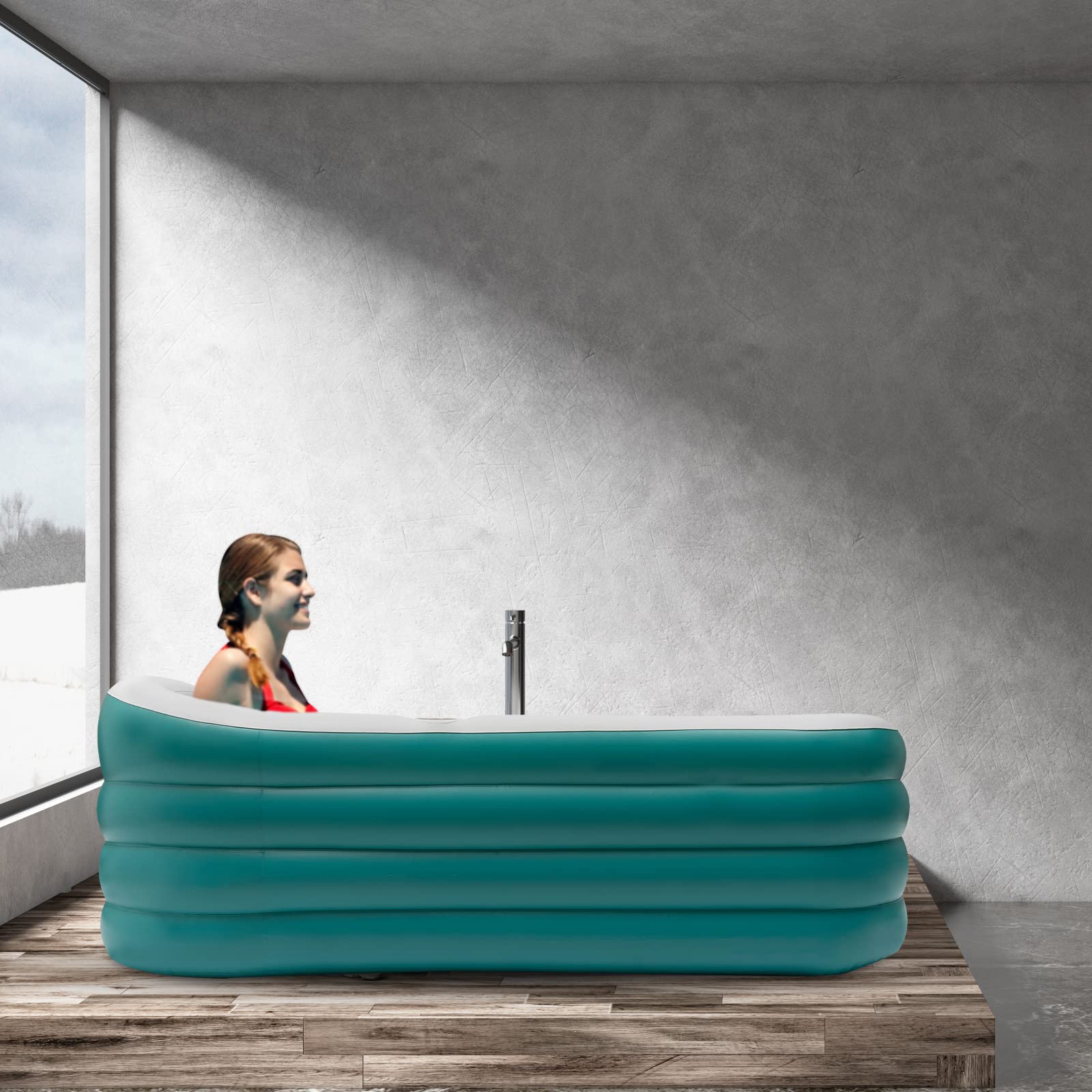 Aufblasbare Badewanne Aufblasbare Kunststoffbadewannen mit Elektrischer Luftpumpe Faltbare Badewanne für Adult Spa Outdoor Wanne für Erwachsene