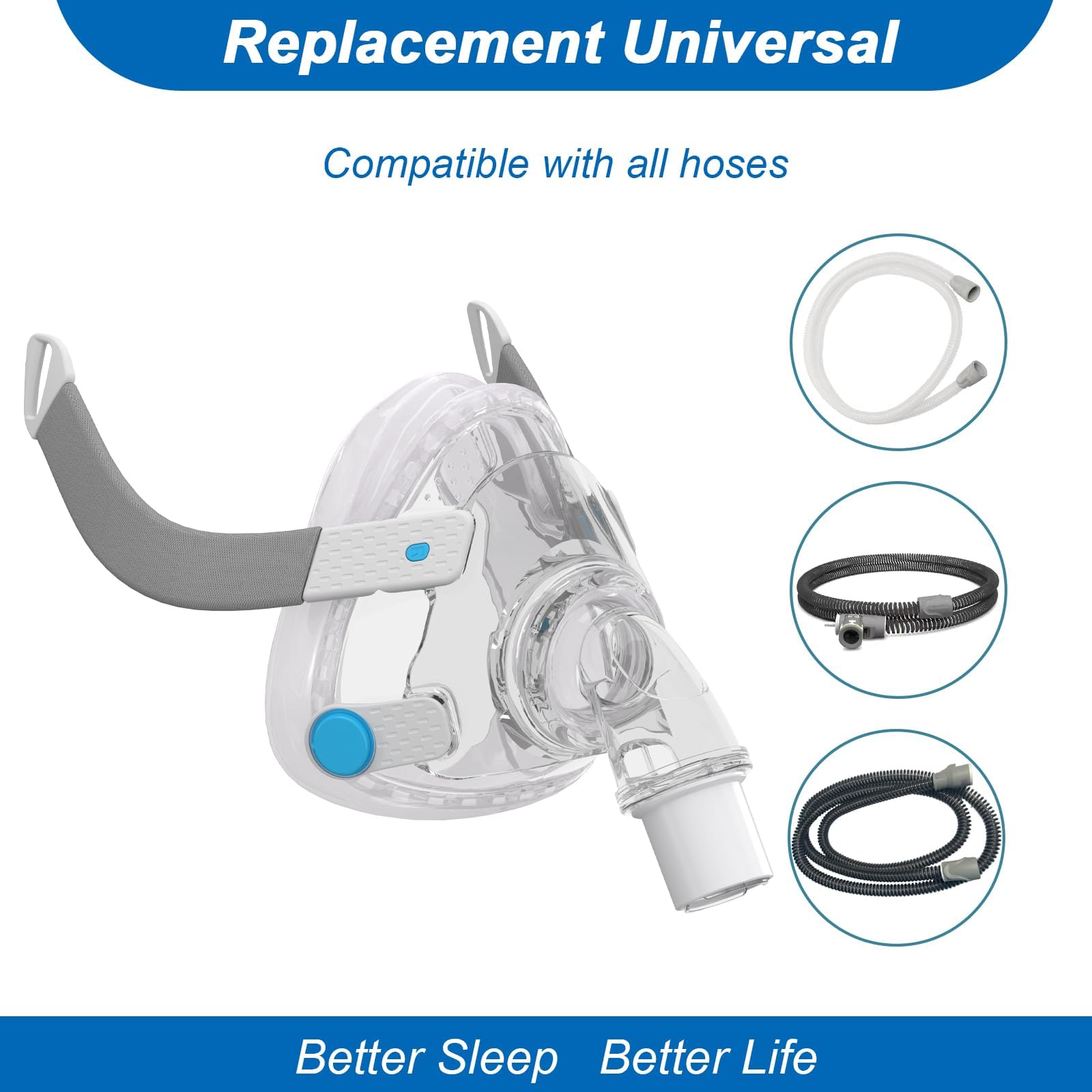 Système de cadre de rechange F20 pour AirFit F20, kit de bandeau de rechange pour masque facial - Comprend un masque F20 (moyen), un bandeau, un système de cadre - Joint anti-fuite et accessoires