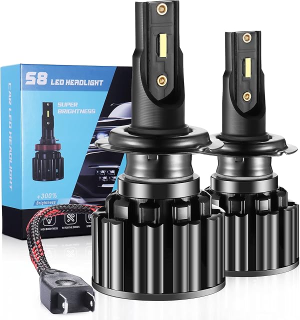 penobon H7 LED Headlight Bulbs 50W 16000LM 6500K Cool White 300% Brightness Conversion Kit for Car and Motocycle Replacement Auto Bulbs for Halogen Lamps and Xenon Kit,2 PCS