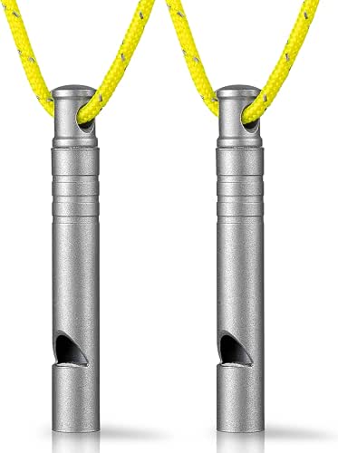 TISUR Titanium Emergency Whistle,120db Safety Whistle with Lanyard,Outdoor Survival Small