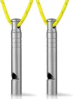 TISUR Apito de emergência de titânio, apito de segurança de 120 db com cordão, apito pequeno de sobrevivência ao ar livre para salvar vidas, caminhadas, treinamento de animais de estimação, treinador