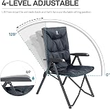 EVER ADVANCED Chaise de Camping Pliable capacité 150kg Pliante Chaise Longue de Jardin Rembourrée de Luxe avec 4 Positions Chaise de Pêche Réglable pour Balcon - 4