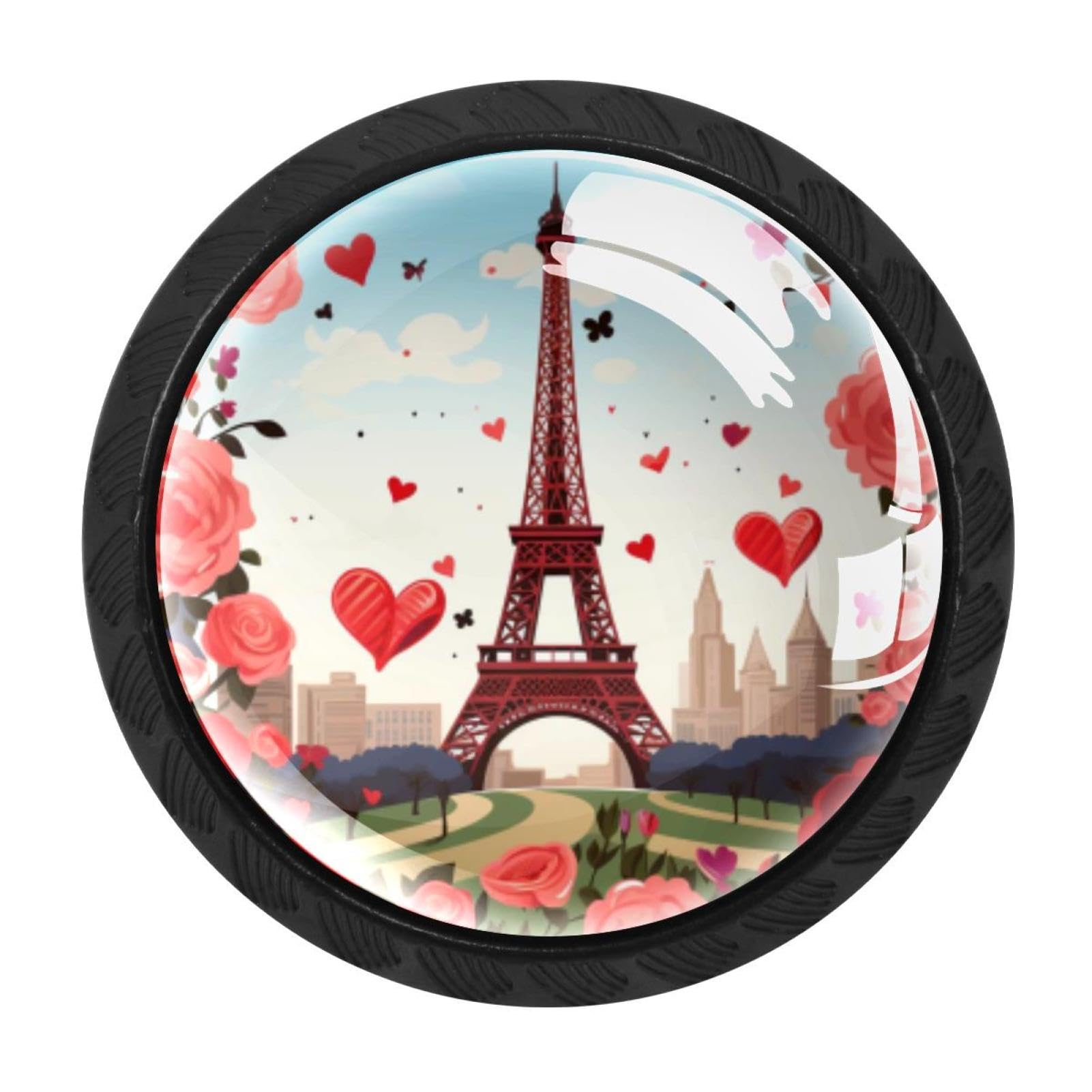 Chenzzzz Multicolored 03 4 Pcs Eiffel Tower Valentine's Day Cabinet Knobs Crystal Drawer Pulls For Kitchen, Bathroom Cabinet, Dresser And Cupboard