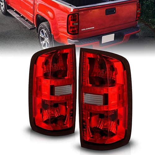 AmeriLite Par de lámparas de freno de repuesto para Chevy Colorado 2015-2022, color rojo transparente, para el lado del pasajero y del conductor