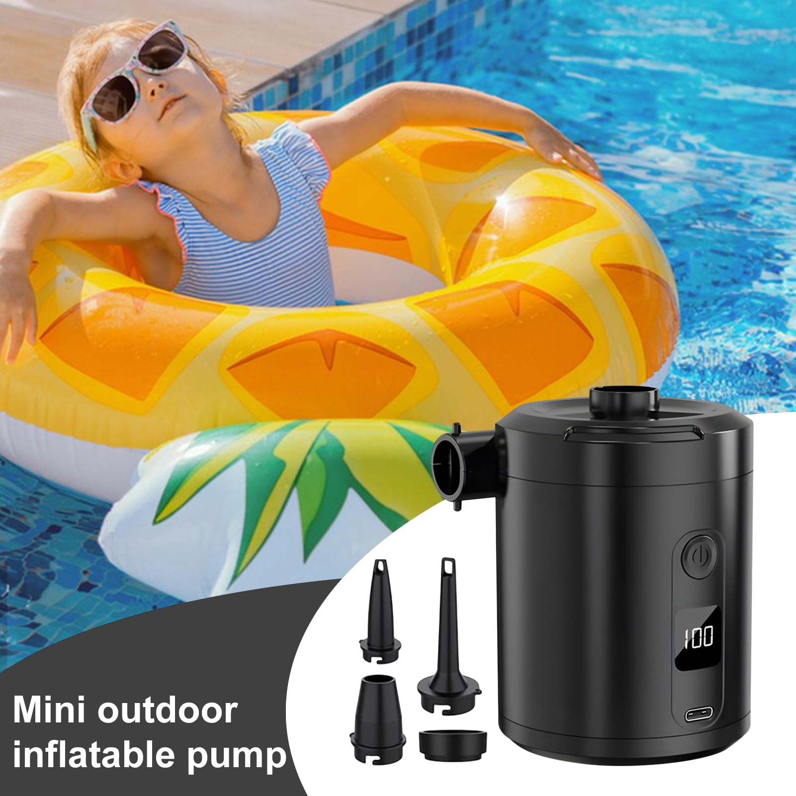 Pumps for Outdoor Camping, Inflator Pump for Inflatables Pool, Electric 5200mAh Battery 4000Pa Quick Inflator Deflator, Electric Pump for Inflatables for Pool Beach Travel Home Garage Road Trip