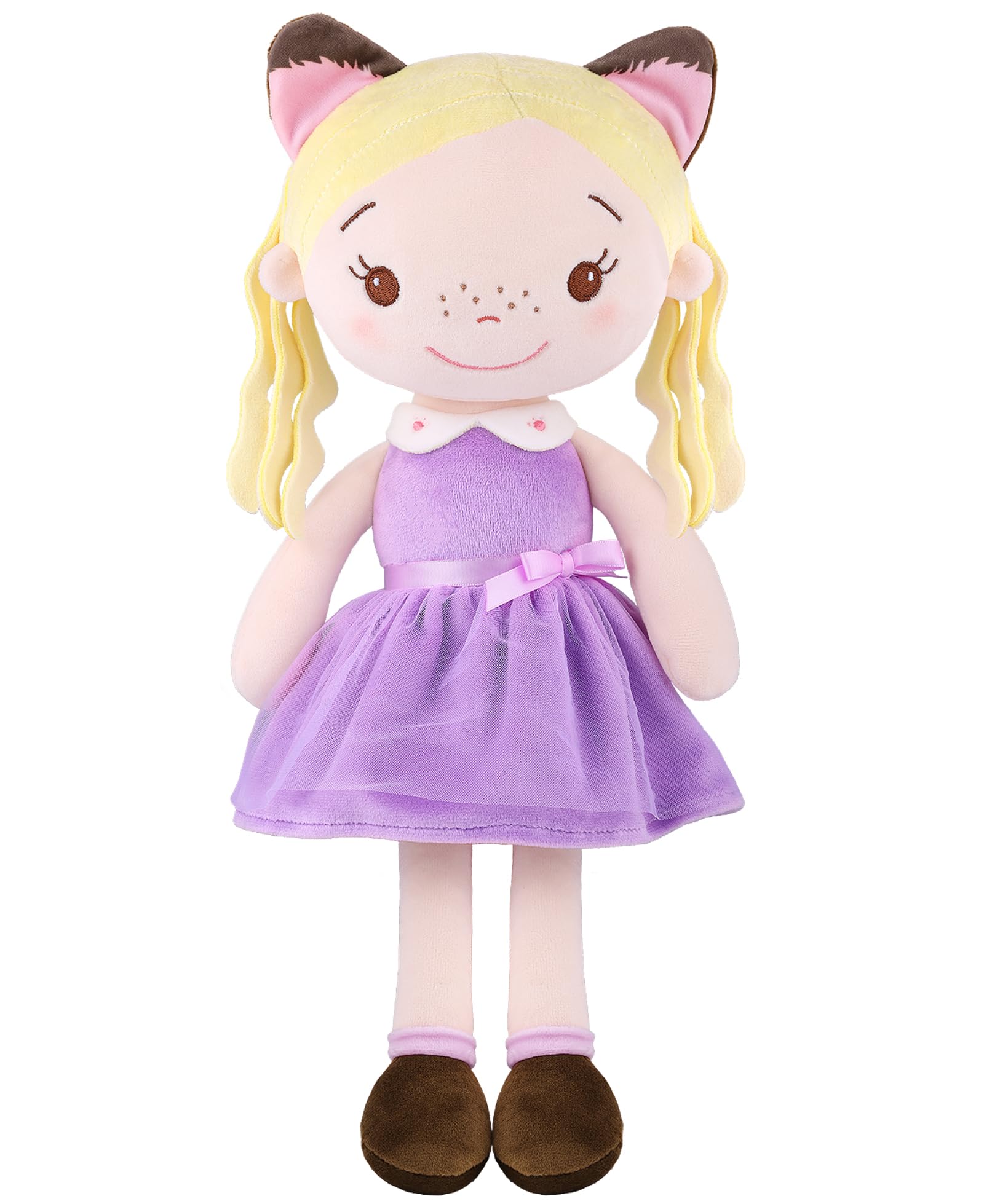 GAGAKU Morbida bambola di stoffa 40 cm bambole angelo custode, regalo di battesimo per bambine peluche portafortuna per bambini dai 3 ai 5 anni - gattina