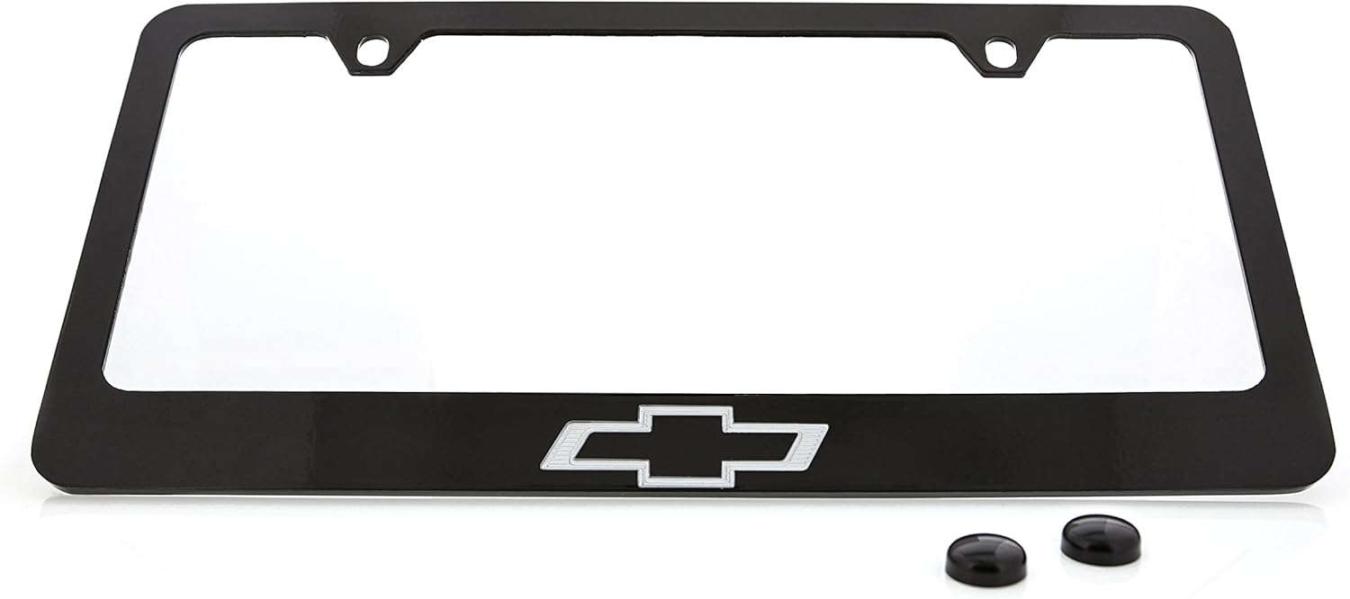 Chevrolet Chevy Logo Black Metal License Plate Frame Holder
