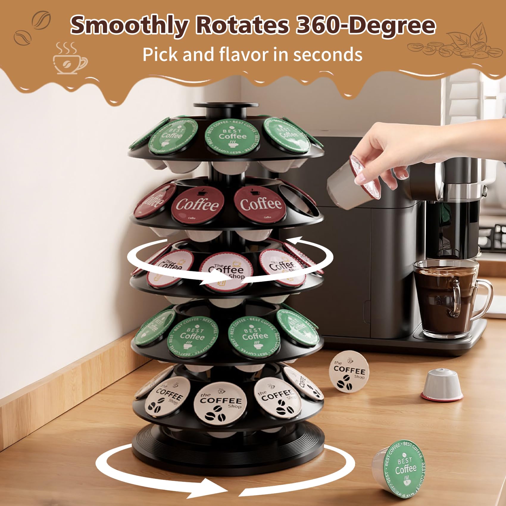 Soporte de carrusel de cápsulas de café para Dolce Gusto, organizador de almacenamiento de cápsulas de café con capacidad para 40 cápsulas, carrusel giratorio de 360 grados, nuevo diseño