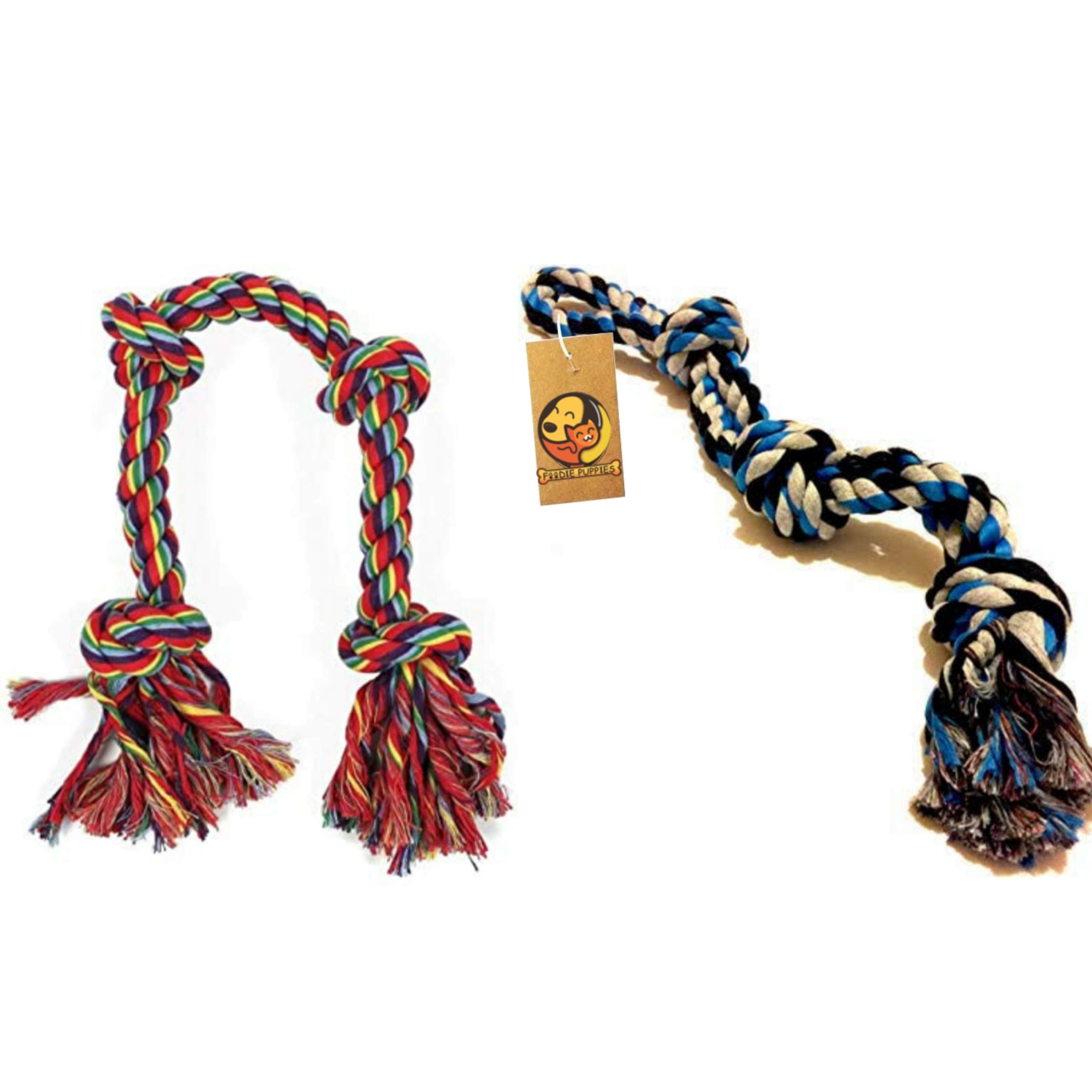 Foodie Puppies Combo Pack Extra Durable Nearly Heavy Duty Washable Cotton Chew Rope Dog Toy Large for Aggressive chewers (3Knot Heavy Rope+ 4 Knot Rope) (Color May Vary) (B08L9D5LX3) Amazon Price History, Amazon Price Tracker