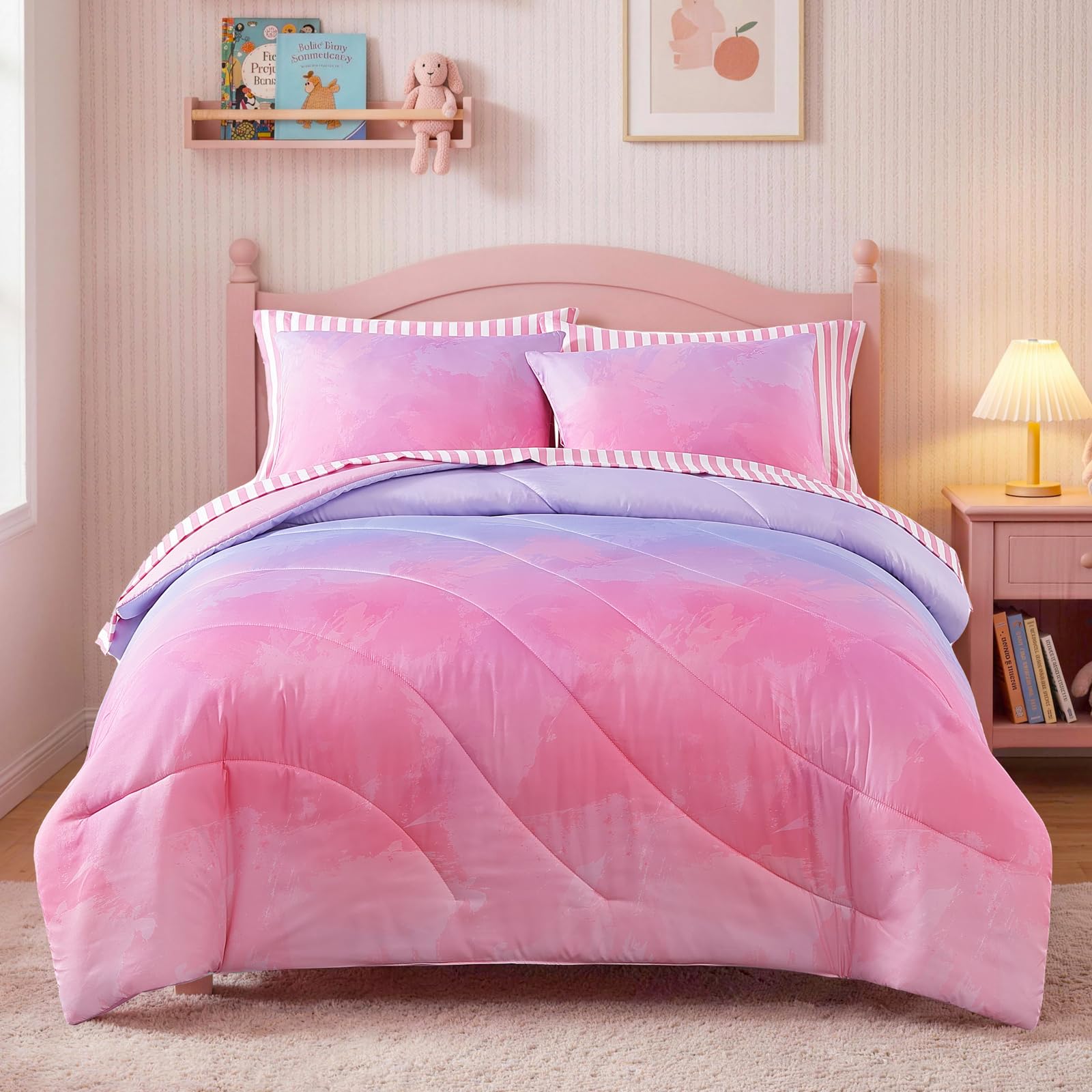 Full Size Comforter Sets for Girls-7 Pieces Soft Full Size Bedding Sets