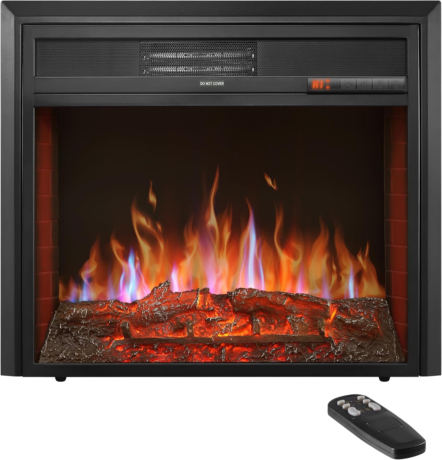 26" Electric Fireplace Inserts - Recessed Fire Place Electric Fireplace Heater for Living Room, Remote Control, 6 Brightness Settings, 8H Timer, 750 | 1500W, (26" W x 22" H) Black 26"W X 22"H