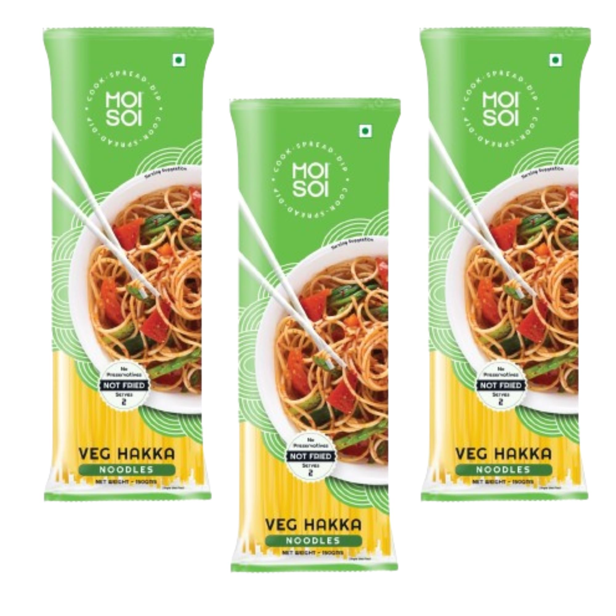 Chinese Veg Hakka Noodles - (150G Each) Pack Of 3 | No Preservatives | Air Dried Noodles | Get Restaurant Style Taste In Just 10 Minutes | Serves - 6, Preservative Free, 450 Gram