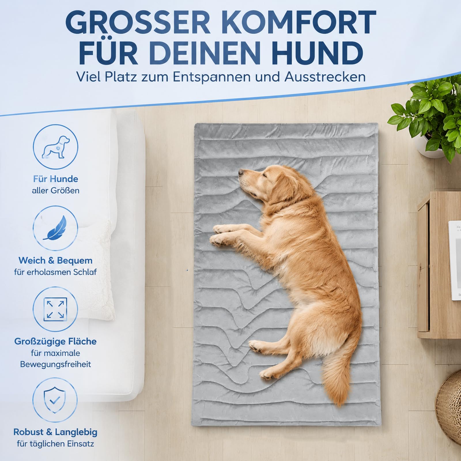 Kühlmatte für Katzen und Hunde, Gel-Freie Selbstkühlende Haustier Kühlpad, Kratzfeste & Waschbare Katzendecke Hundematte für Sommer (Blau,XS)
