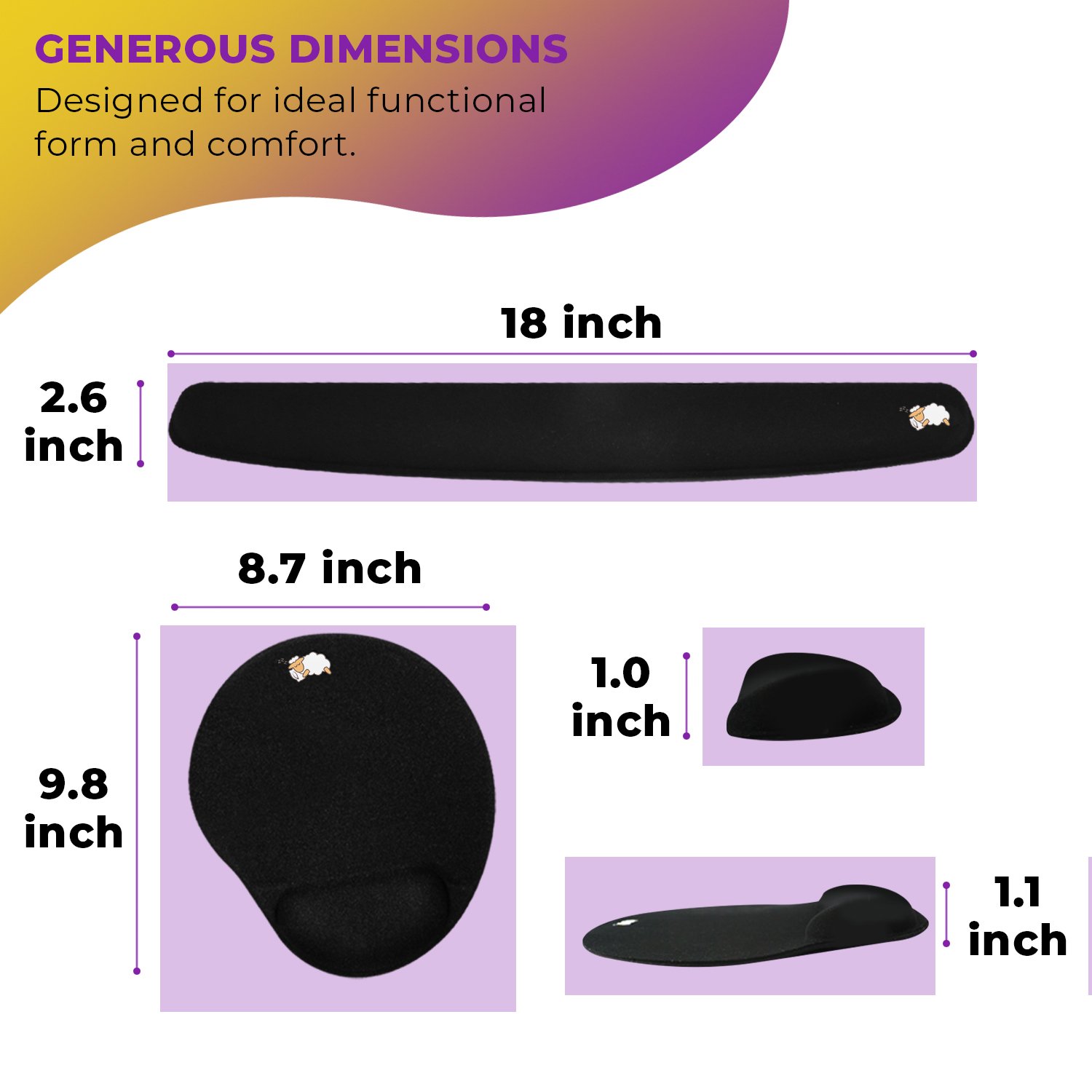 Buy Premium Wrist Rests for Keyboard and Mouse Pad Set Memory Foam